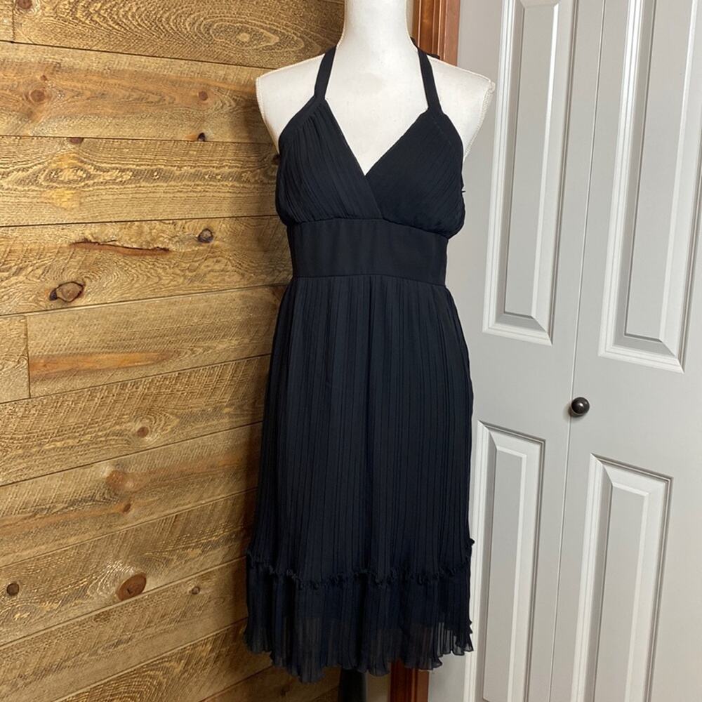 Jonathan Martin Pleated Dress Black Halter Neck Sleeveless Size 8